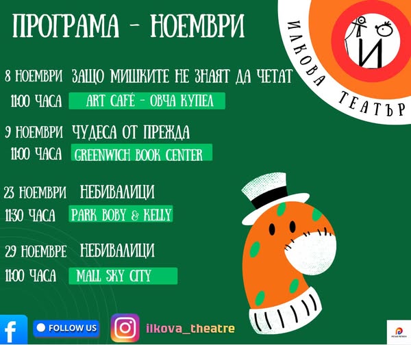 Програма на Илкова Театър за деца Небива...
