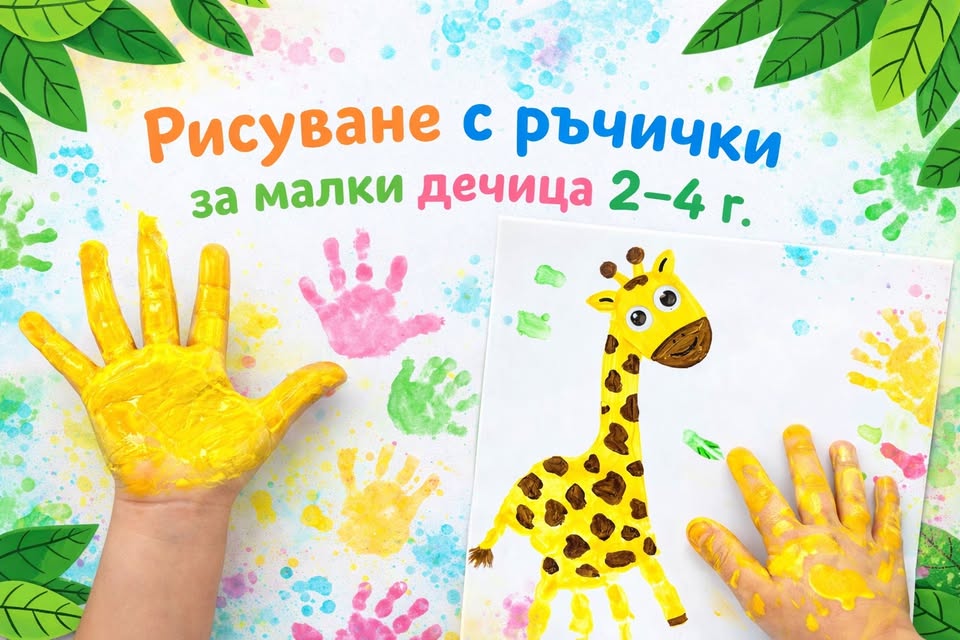 Рисуване с ръчички – весело жирафче в дж...