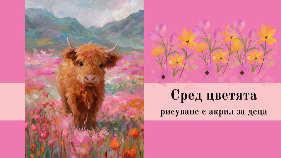 Сред цветята-Рисуване с акрил за деца