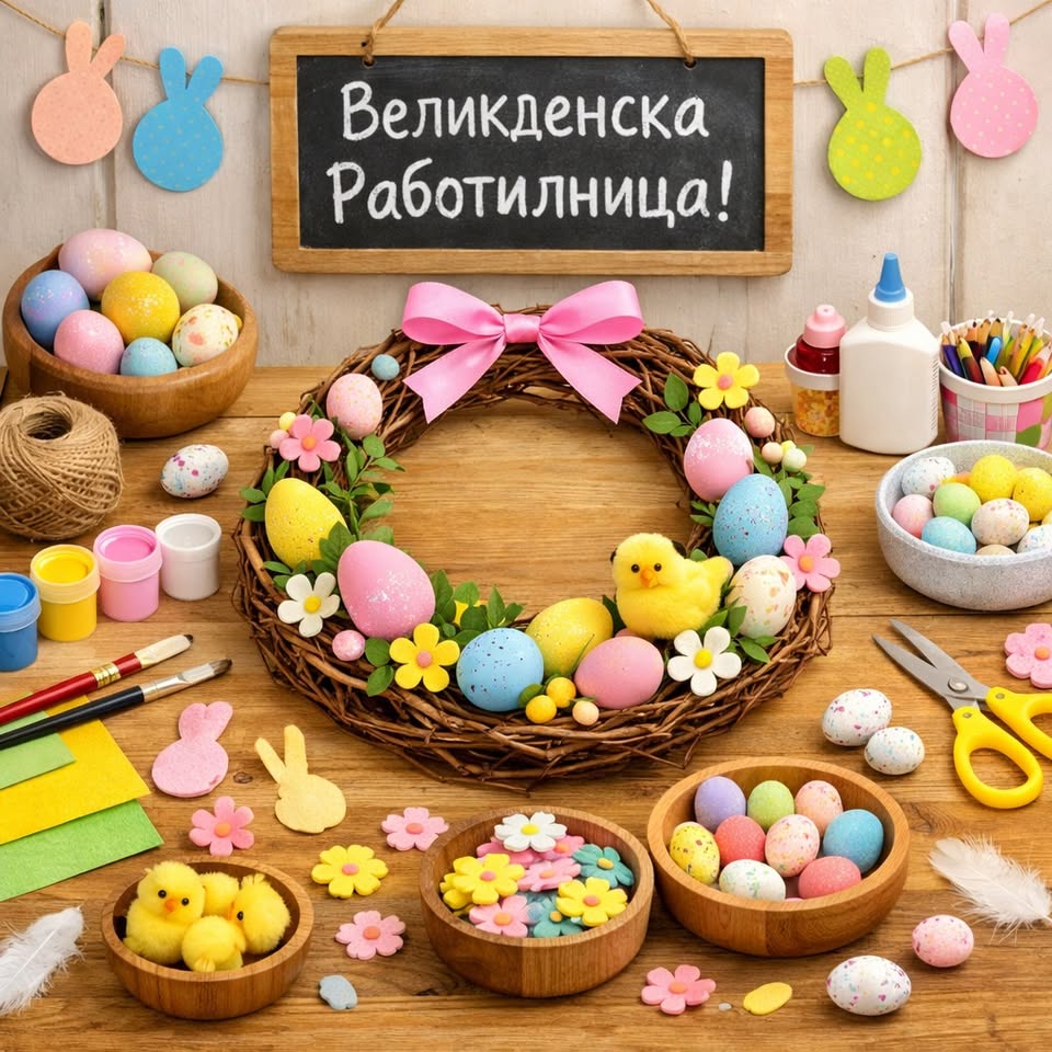 Цветен великденски венец- Творческа рабо...