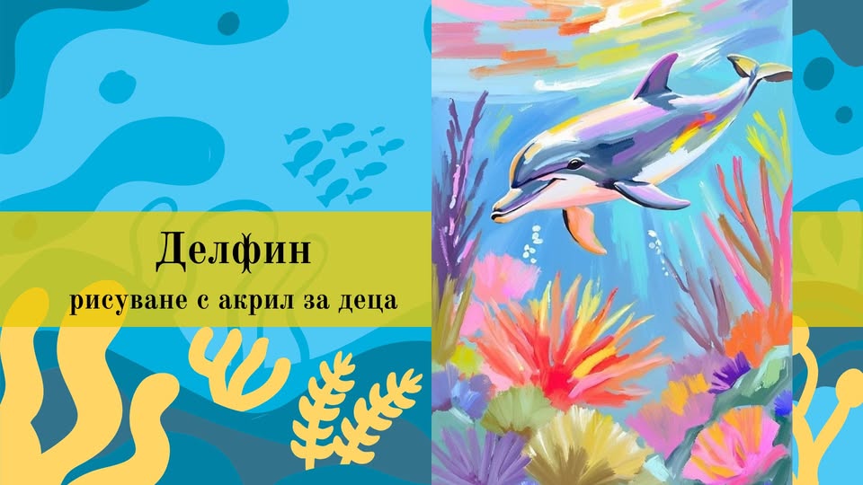 Делфин-Рисуване с акрил за деца