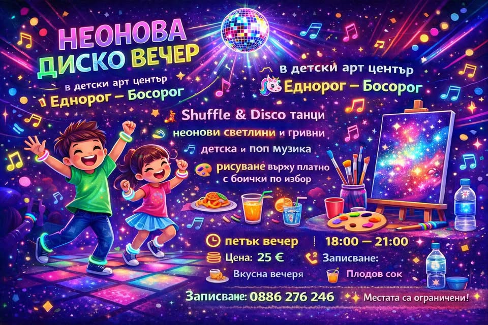 Неонова диско вечер за деца