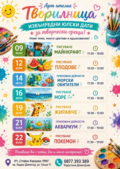 летни творчески срещи Рисуване на плодов...