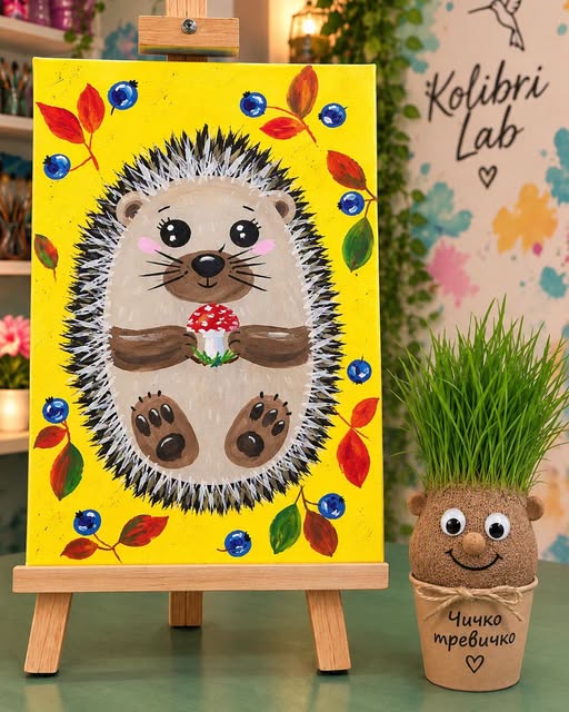 есенна картина със страхотен Ежко рисува...