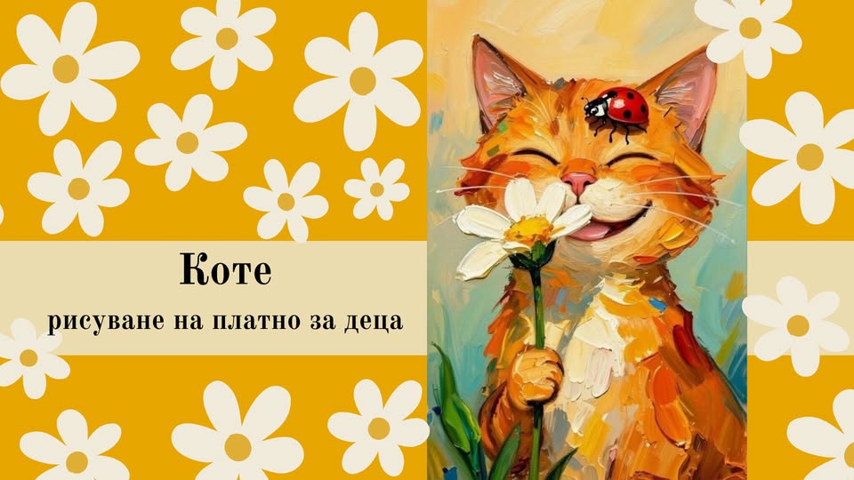 Коте-рисуване на платно за деца