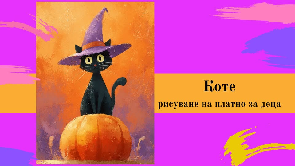 Коте-рисуване на платно за деца