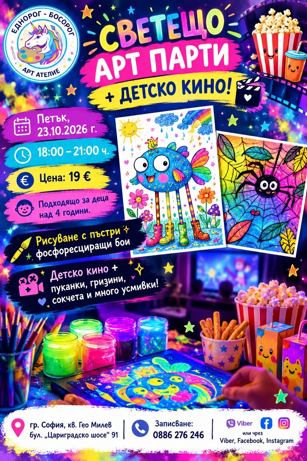 детско кино и светещи рисунки в петък вечер 🎨🎬🍿